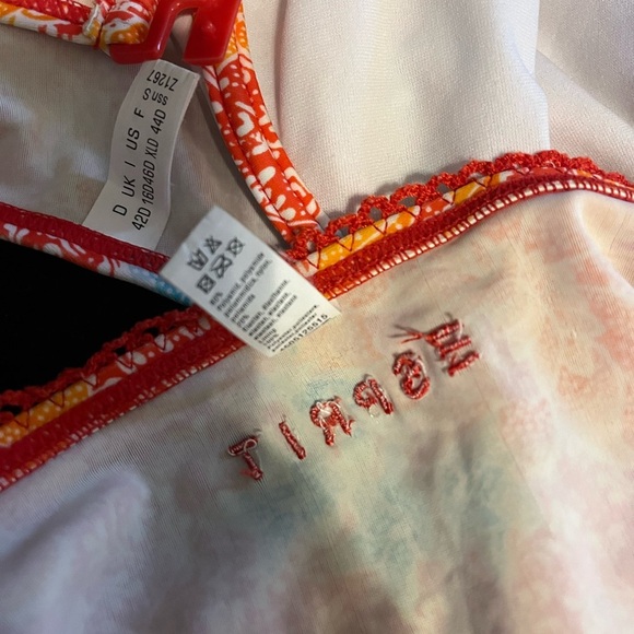 Esprit Floral Bikini Orange and Blue 2 pc. Bathing suit women XL C/D cup Curvy - Picture 7 of 11